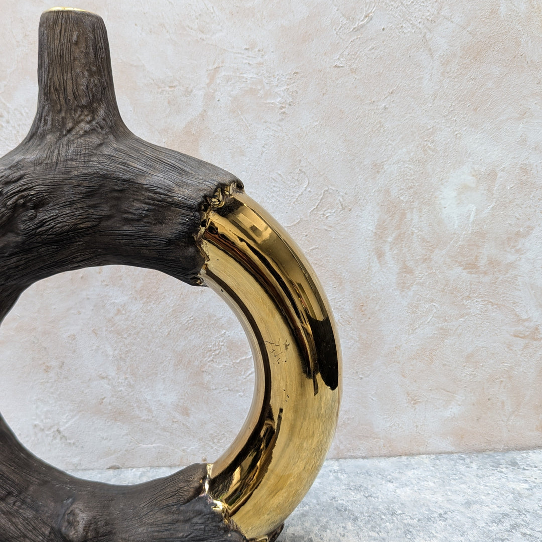 Wood and Gold design  Decorative Vase