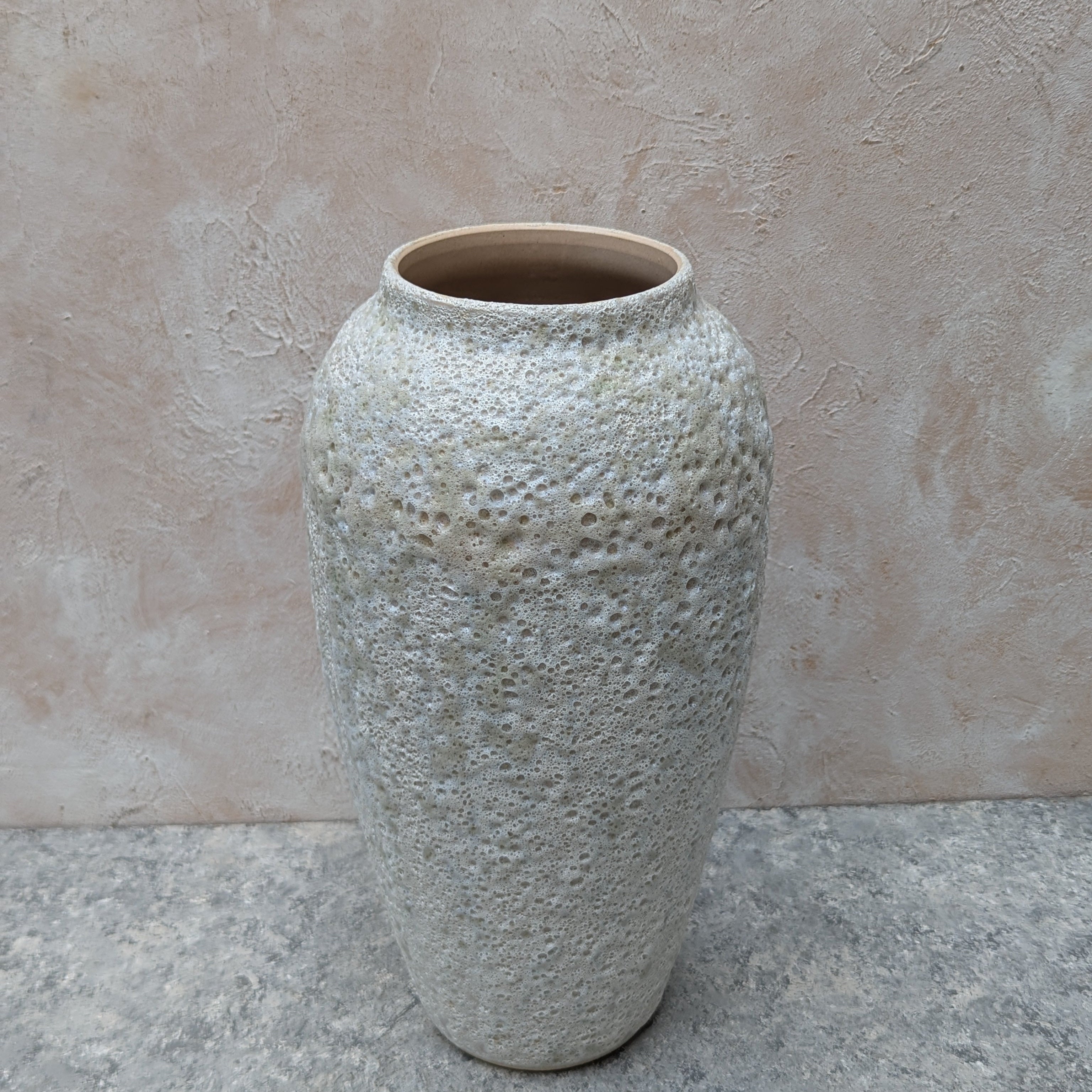 White Ceramic Vase with Foam Texture
