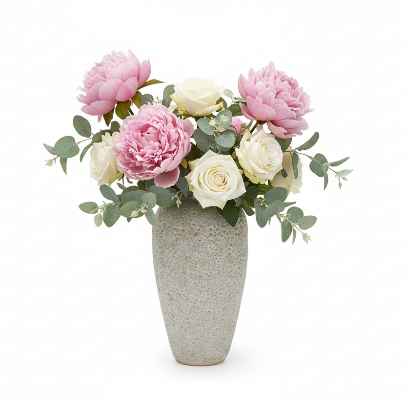 White Ceramic Vase with Foam Texture