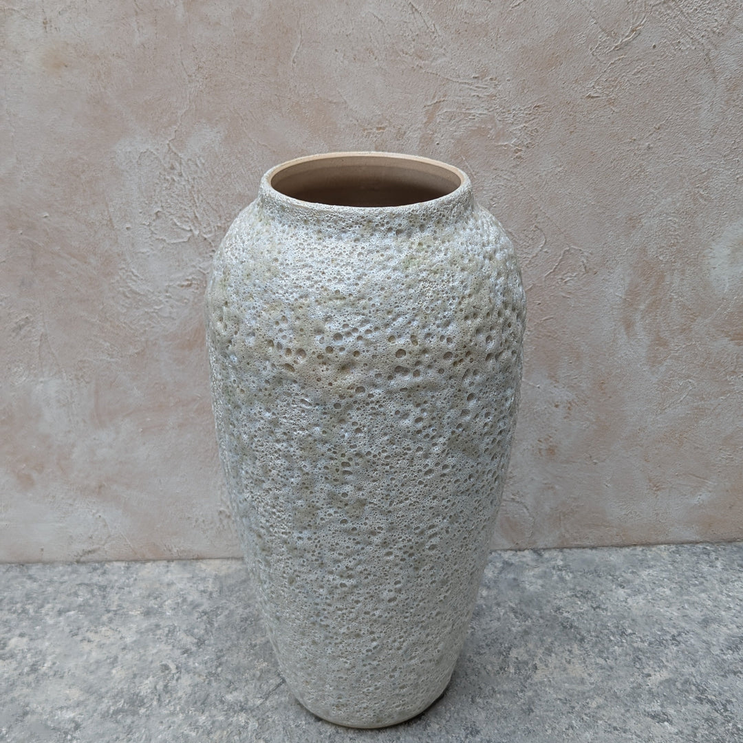 White Ceramic Vase with Foam Texture