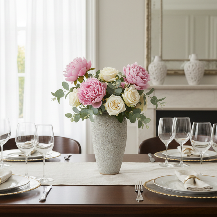 White Ceramic Vase with Foam Texture