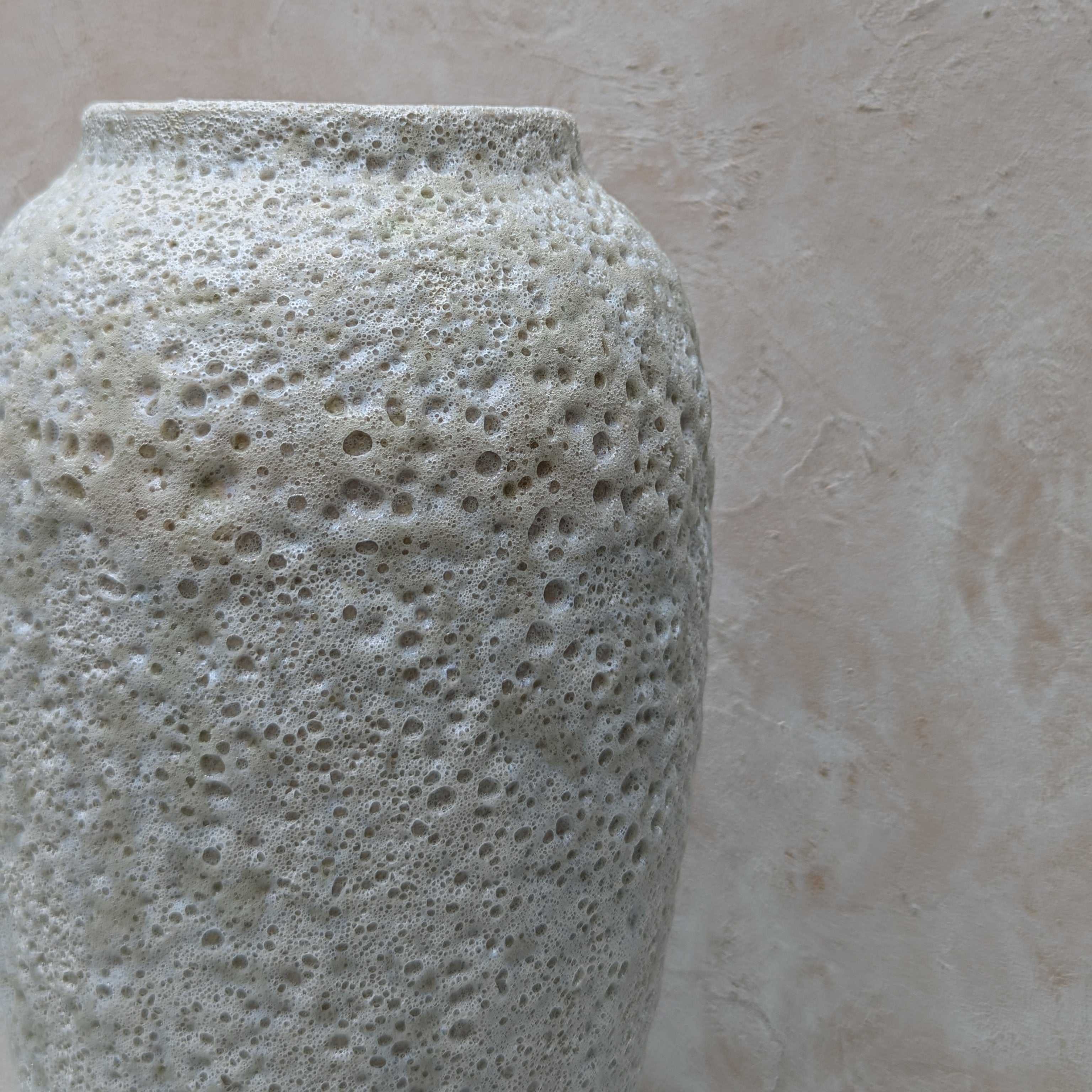 White Ceramic Vase with Foam Texture