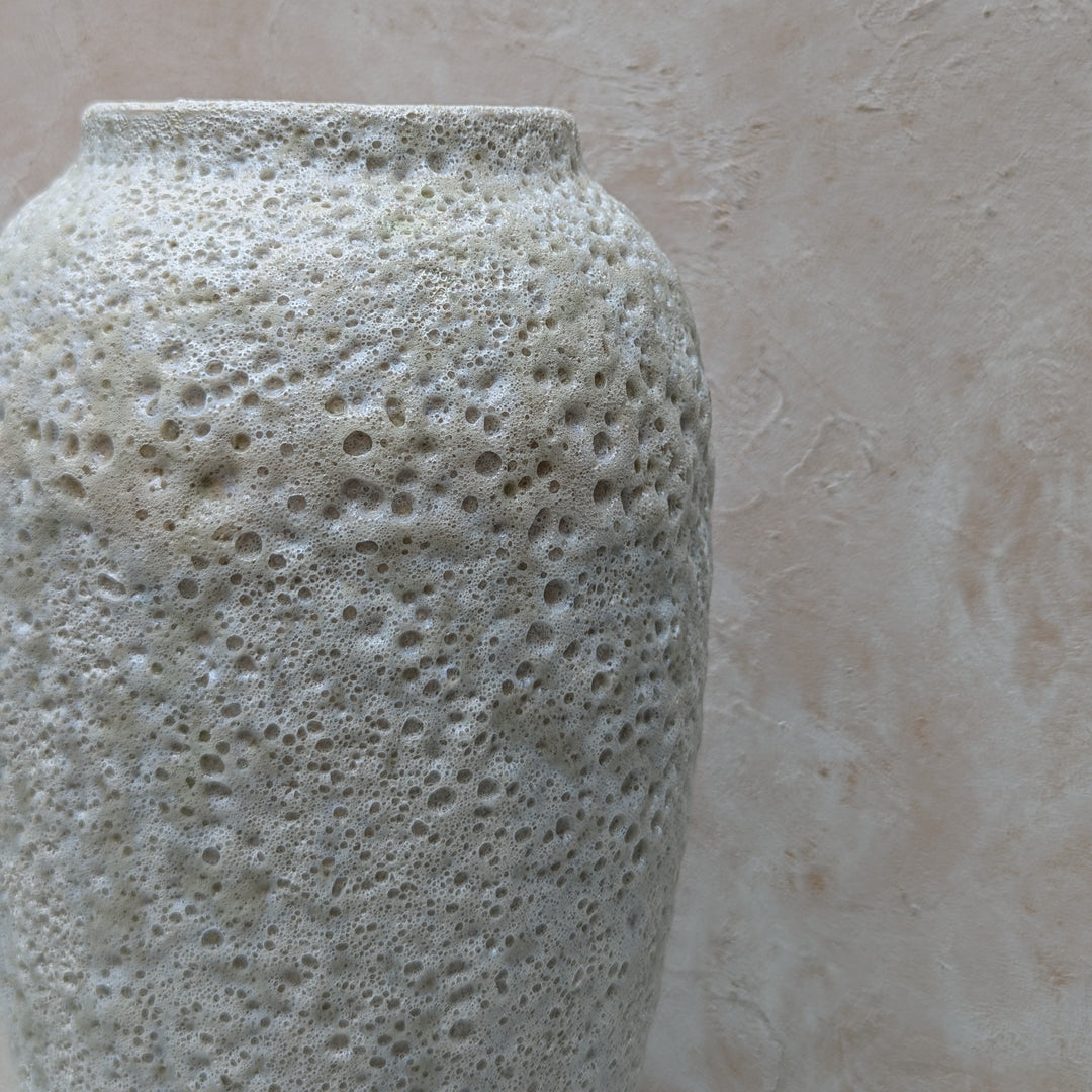 White Ceramic Vase with Foam Texture