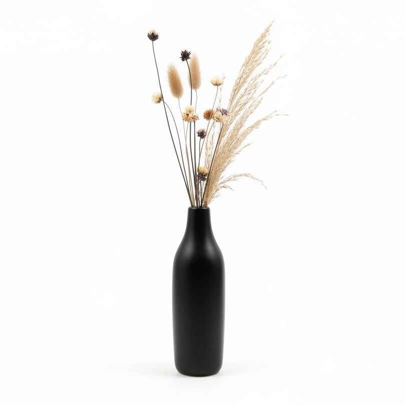 Black Bottle-Shaped Vase
