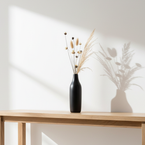 Black Bottle-Shaped Vase