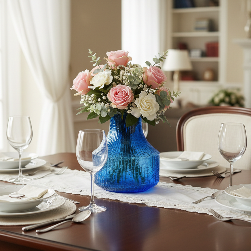 Blue Textured Vase