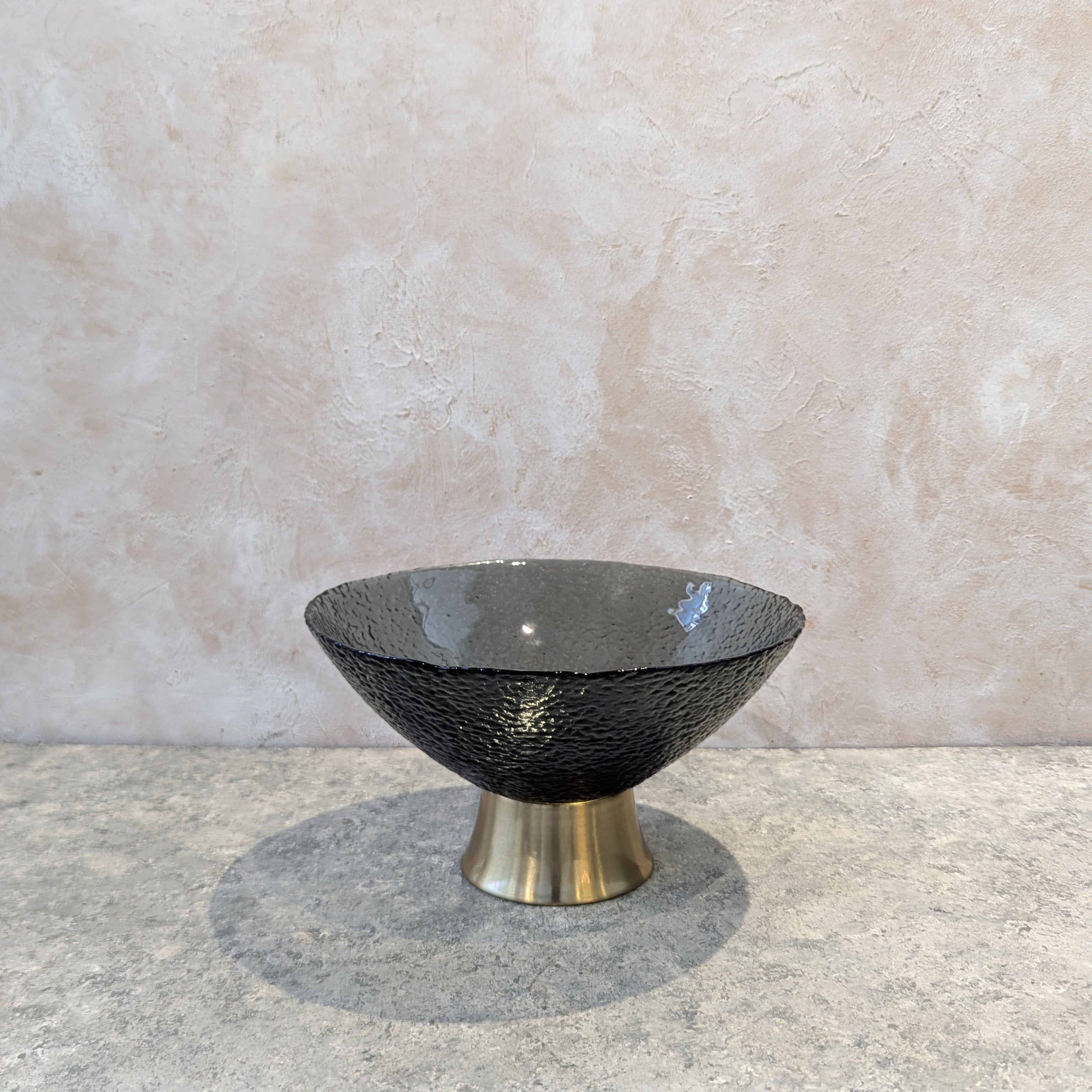 Black Glass Vase with Gold Base