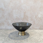 Load image into Gallery viewer, Black Glass Vase with Gold Base
