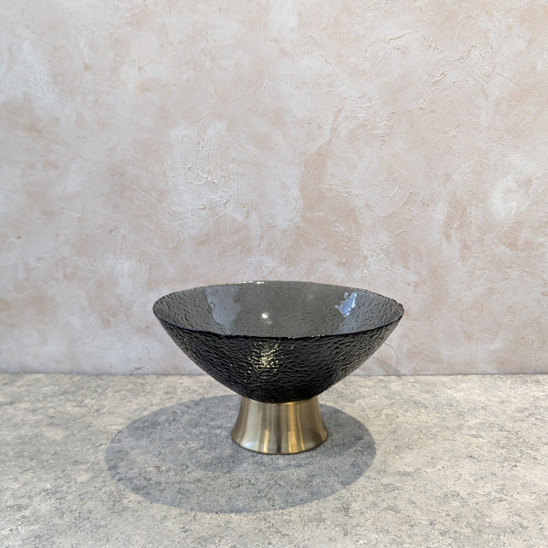 Black Glass Vase with Gold Base
