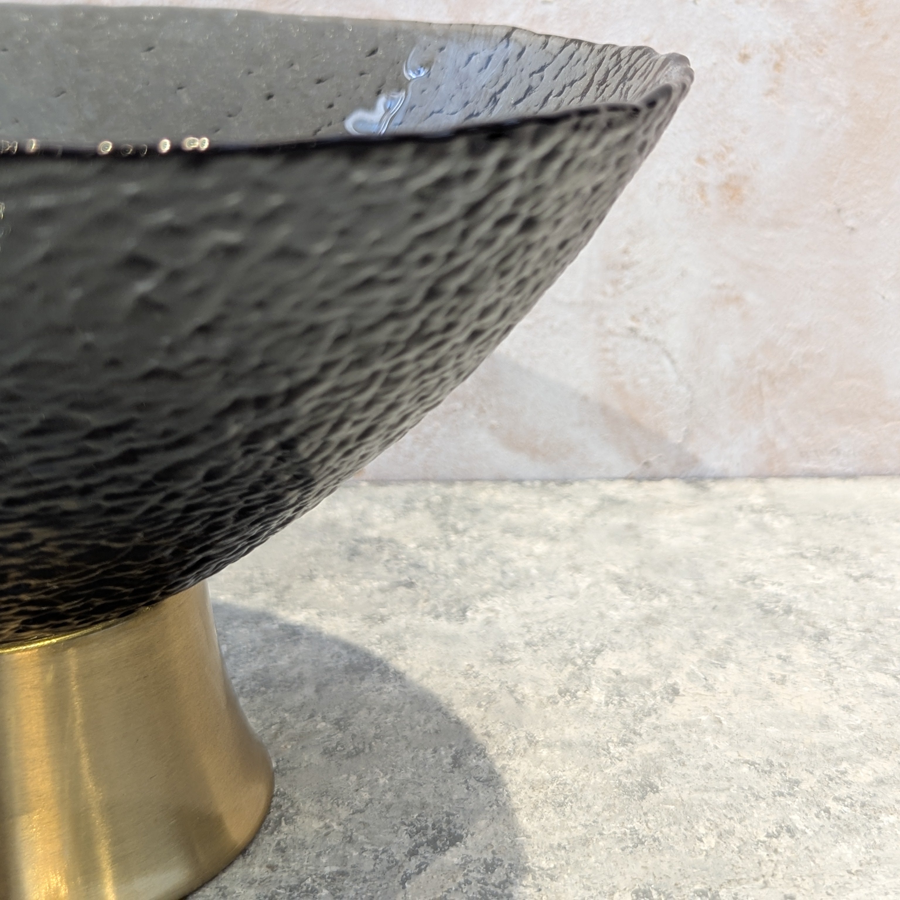 Black Glass Vase with Gold Base