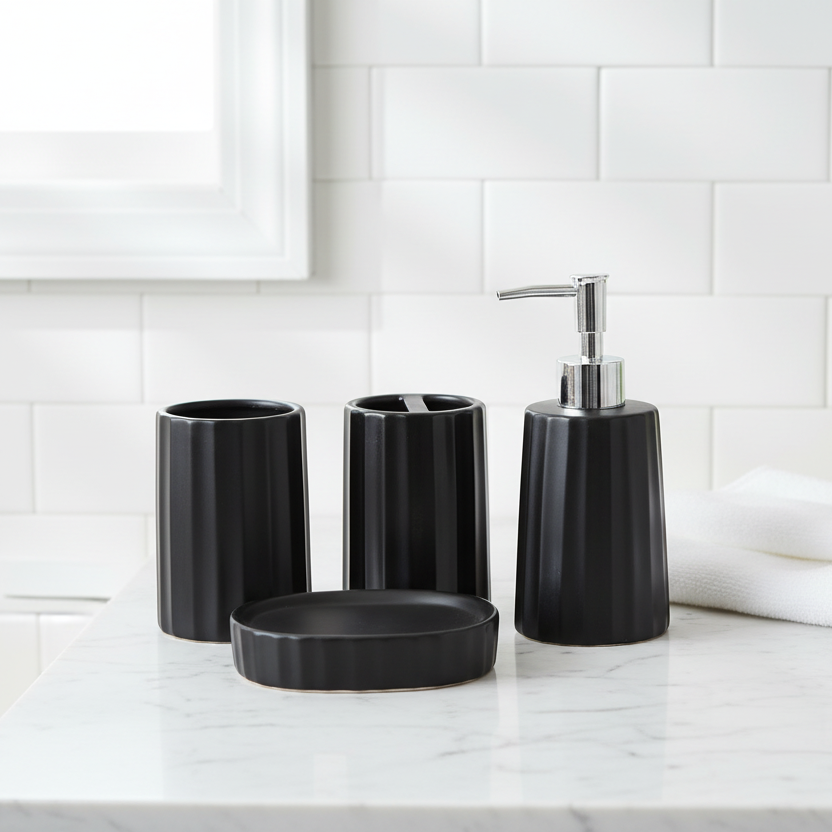 Black Bathroom Ceramic Set