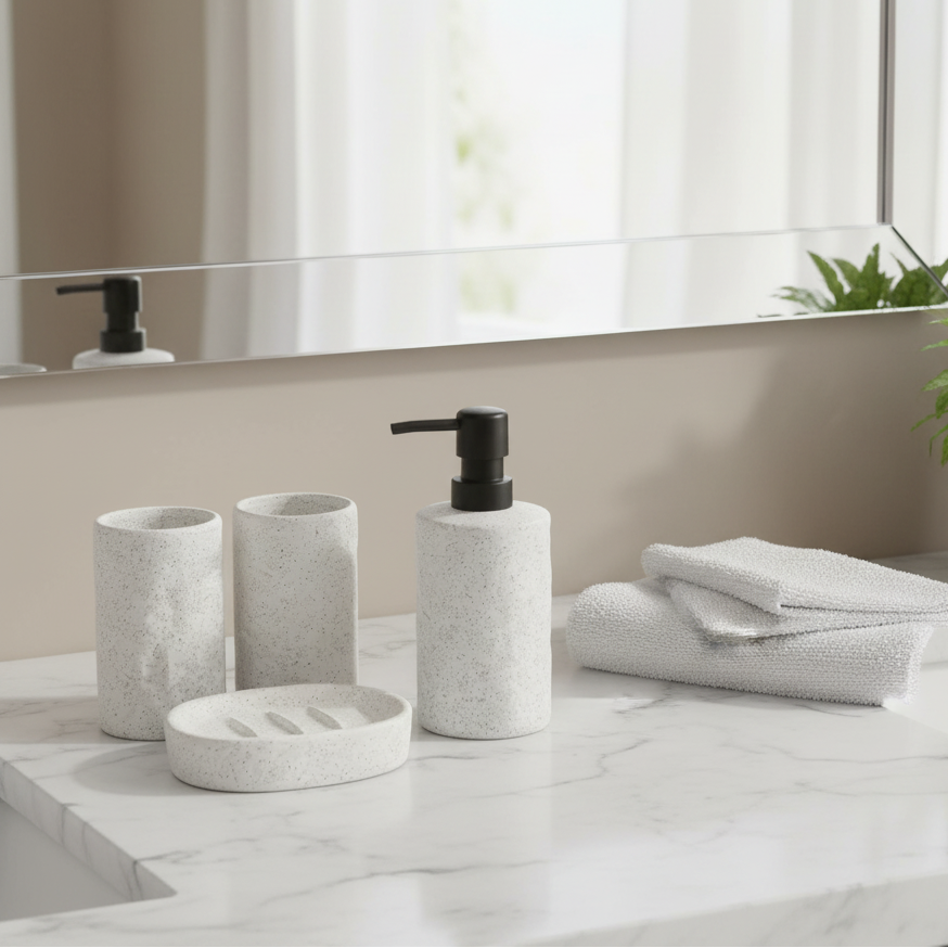 White Bathroom Ceramic Set