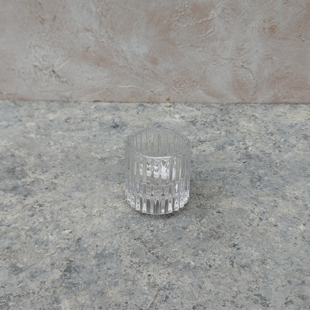 Glass Ribbed Candle Holder