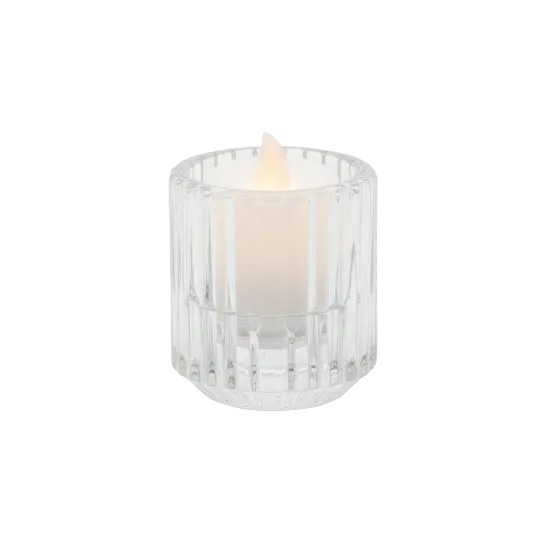 Glass Ribbed Candle Holder