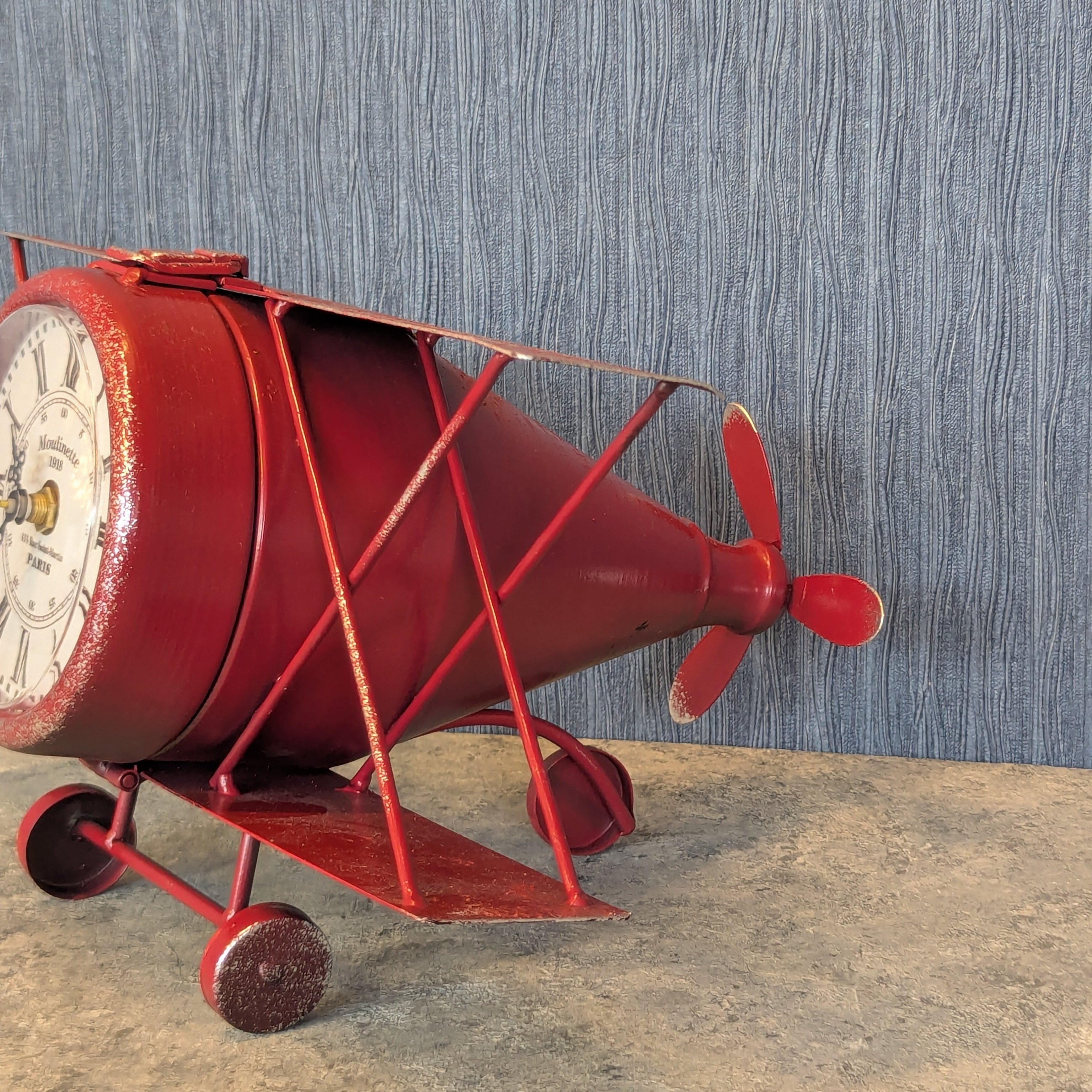 White and Red Aeroplane Clock