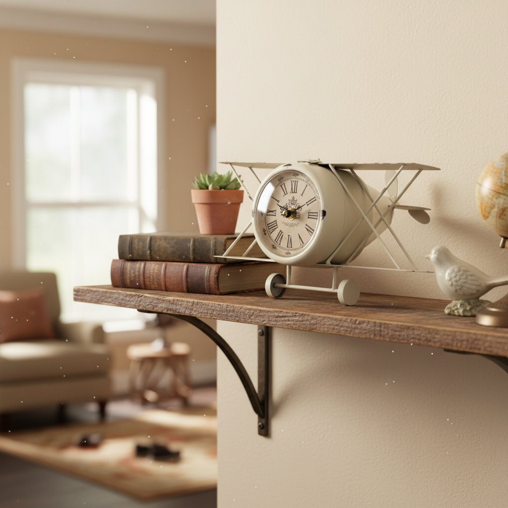 White and Red Aeroplane Clock