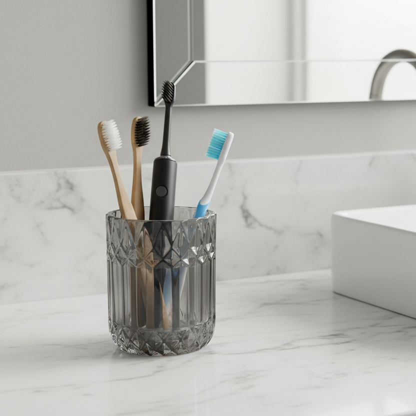 Black Glass Bathroom Holder