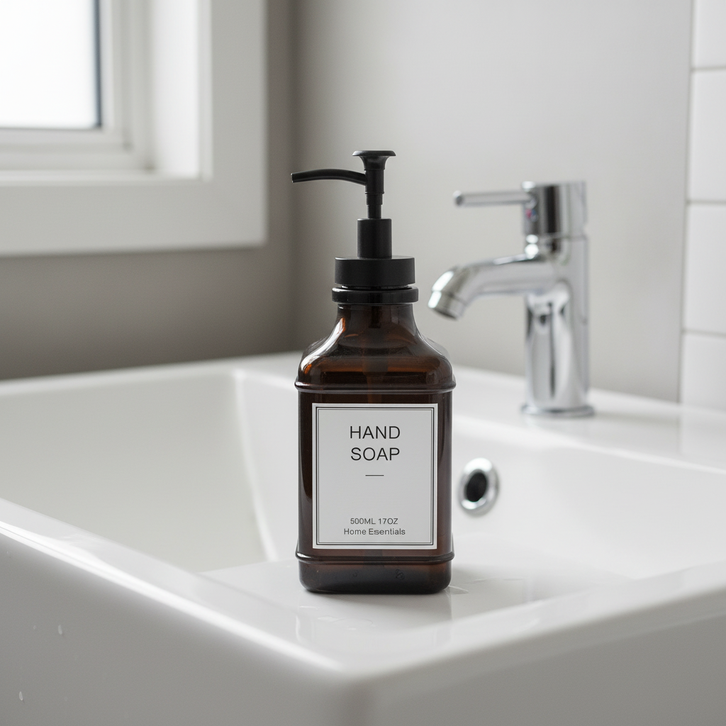 Dark Amber Glass Soap Dispenser