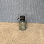 Load image into Gallery viewer, Ribbed Glass Soap Dispenser dark green color
