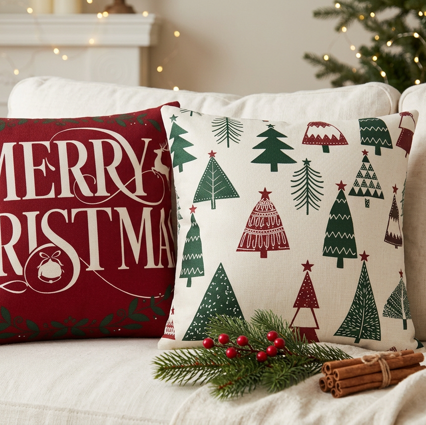 Christmas Greeting Cushion Cover