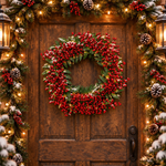 Load image into Gallery viewer, Crimson Berry Leaf Wreath
