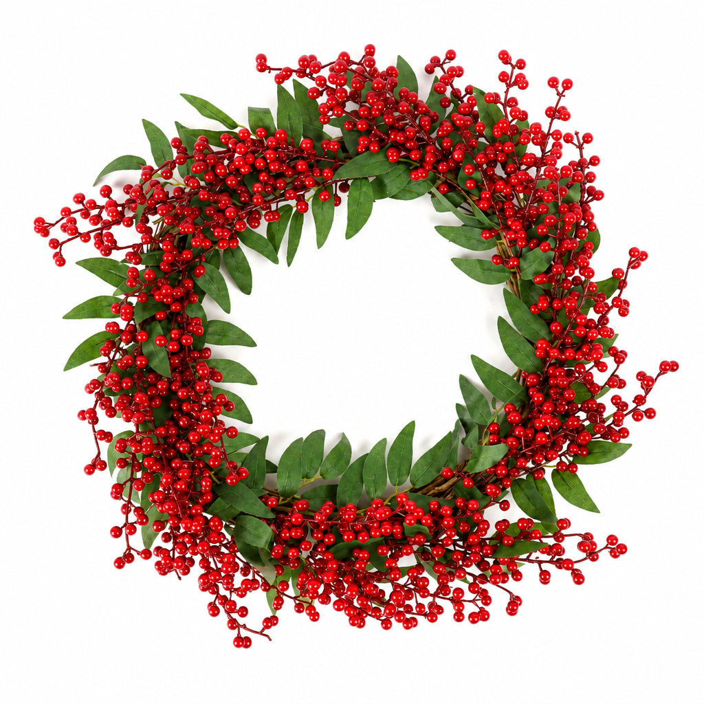 Crimson Berry Leaf Wreath