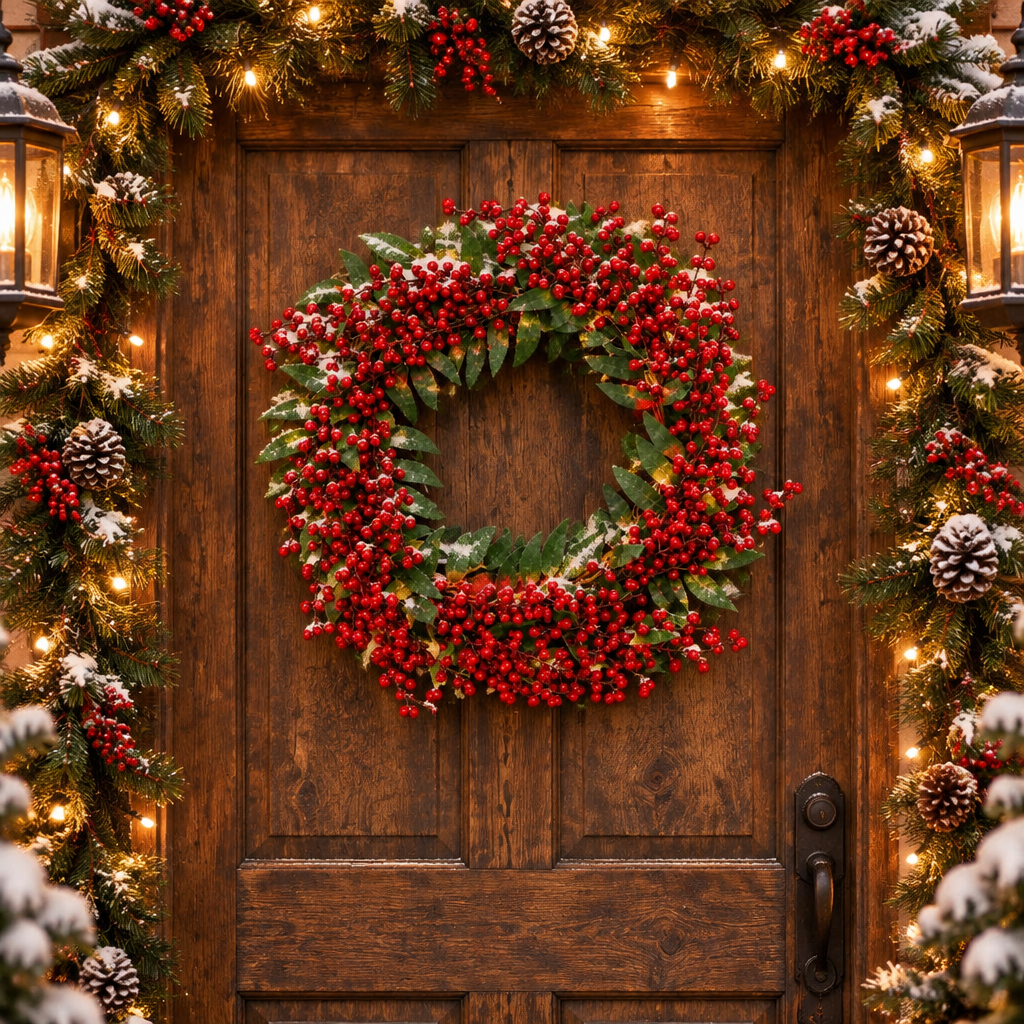 Crimson Berry Leaf Wreath