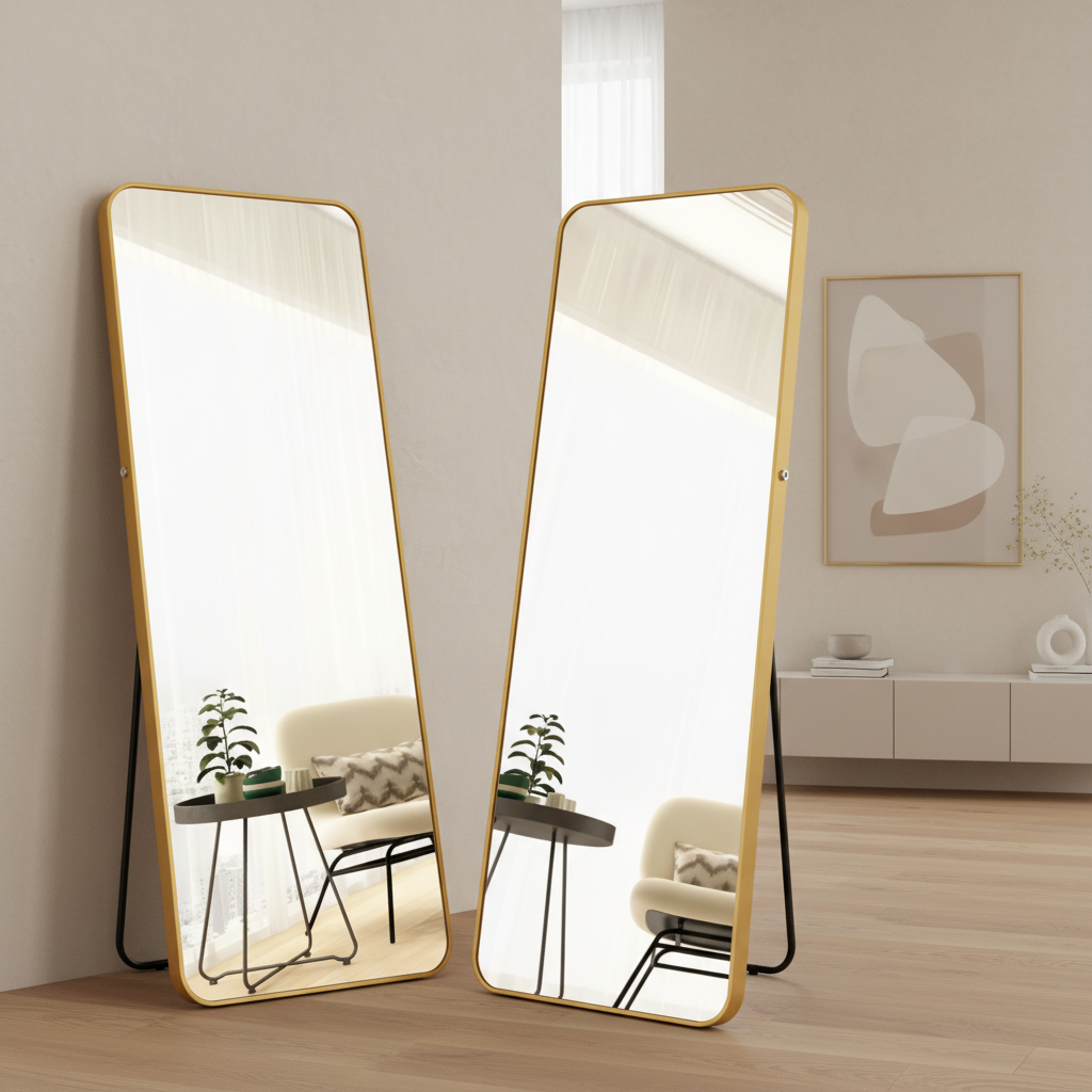 Rectangle Gold Full-Length Mirror