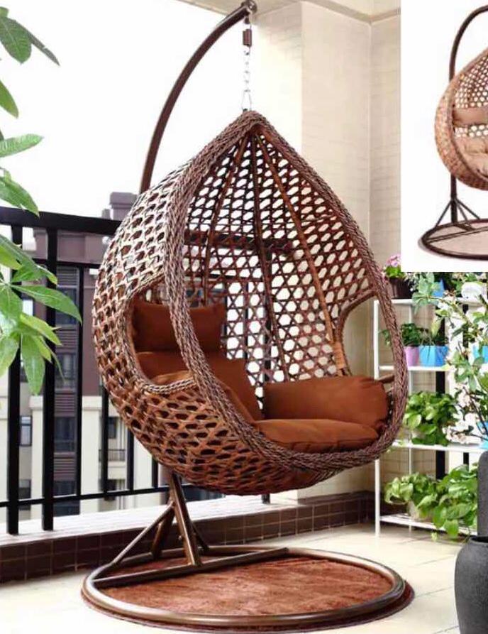 Elegant Dark Brown Woven Hanging Swing Chair
