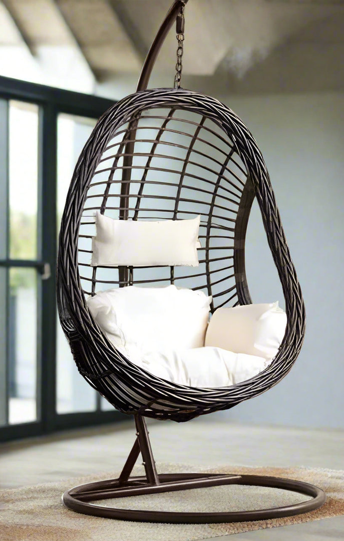 Single Seater Swing Chair with Handles – 120kg Heavy Duty Outdoor Swing – Garden, Balcony & Patio Hanging Chair (98cm x 98cm x 209cm) – Sri Lanka - Design 02