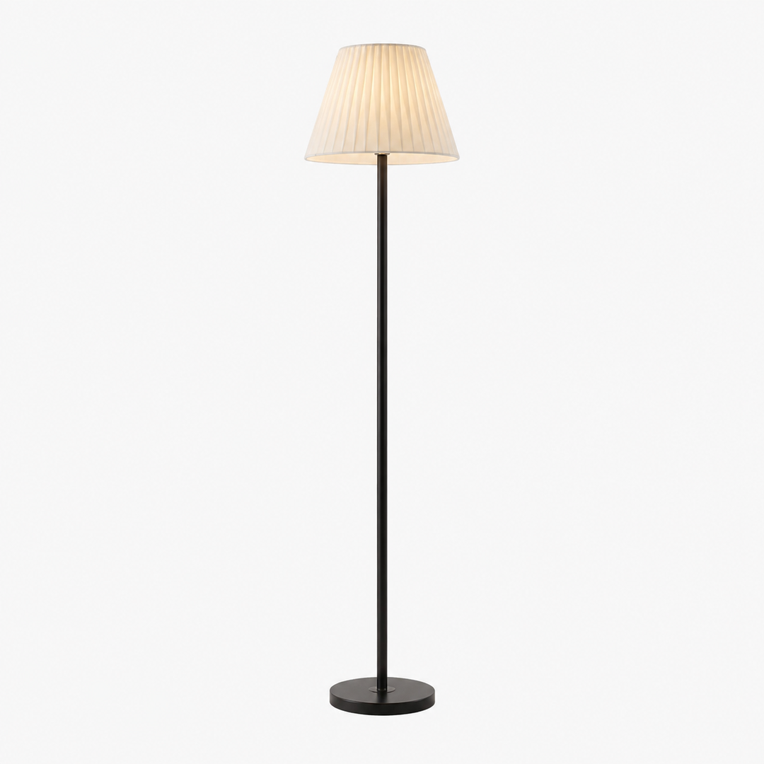 Brass Pleated Shade Floor Lamp