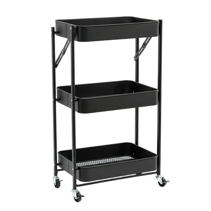 Black Foldable Steel Trolley Rack