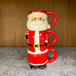 Load image into Gallery viewer, Ceramic Santa Mug Set 3pc - CER062
