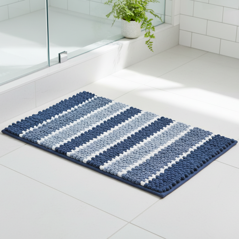 Blue & White Bathroom Carpet 45cm x 75cm