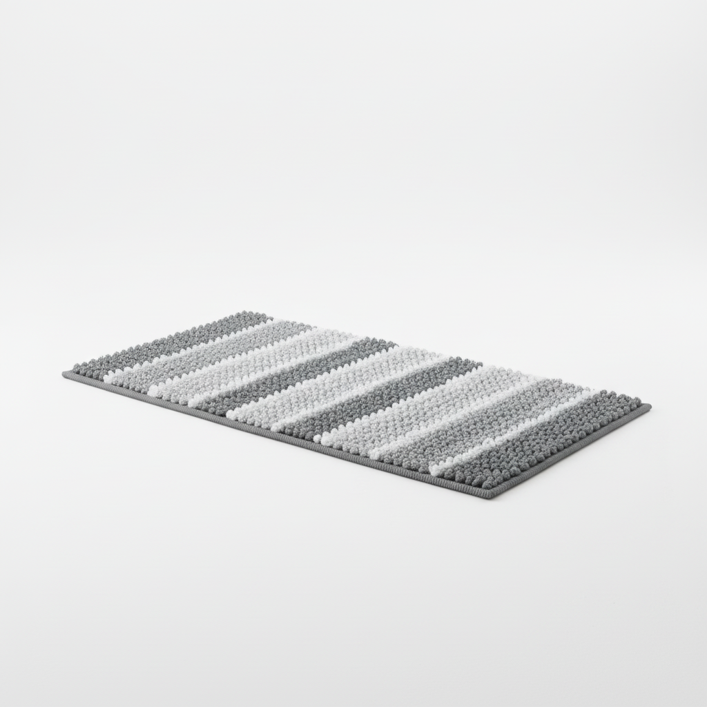 Grey & White Bathroom Carpet 45cm x75cm