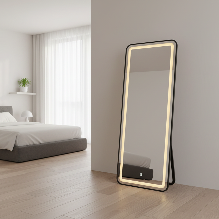 Black Rectangle LED Mirror