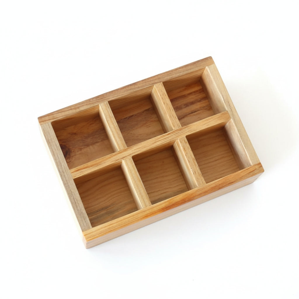 6 Compartment Wooden Storage Box