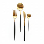 Load image into Gallery viewer, Black &amp; Gold Cutlery Set

