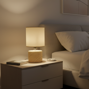 Beige Woodgrain Table Lamp