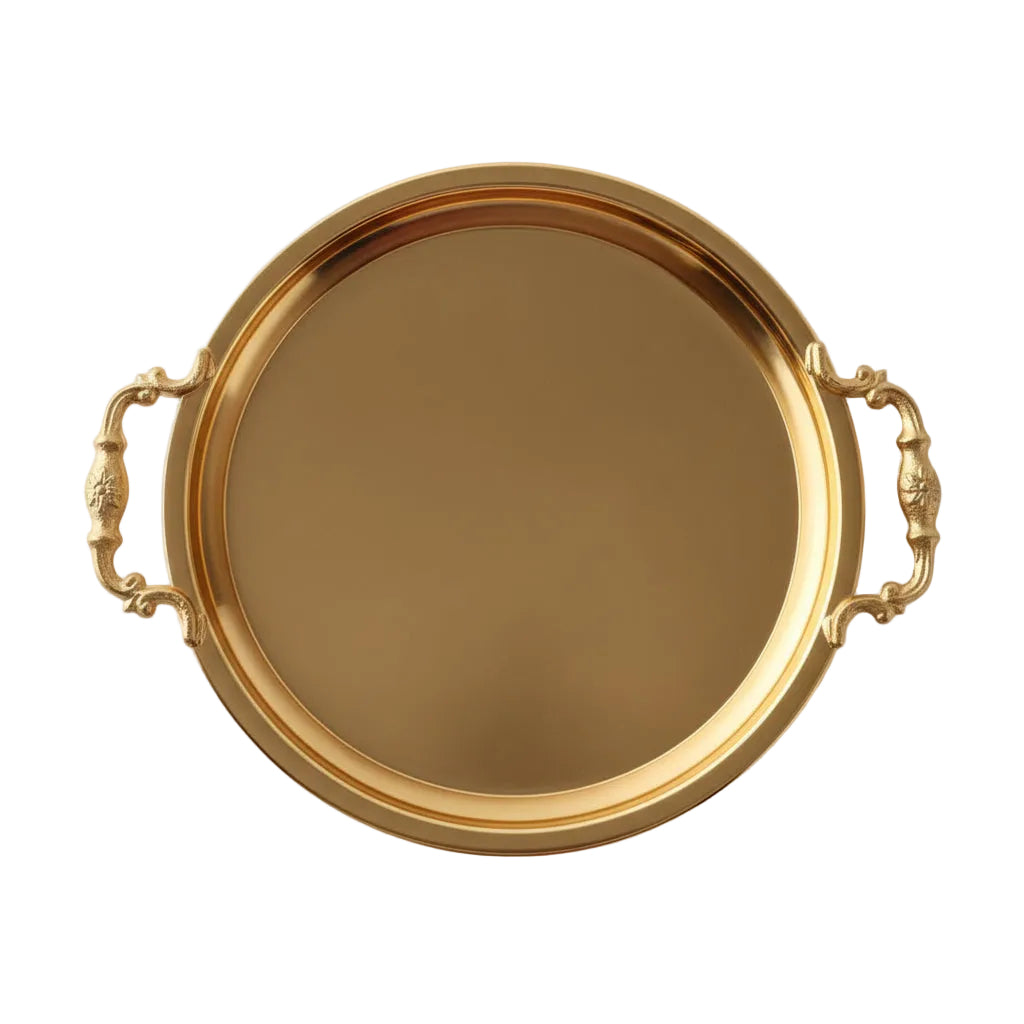 Gold Round Tray With Handles