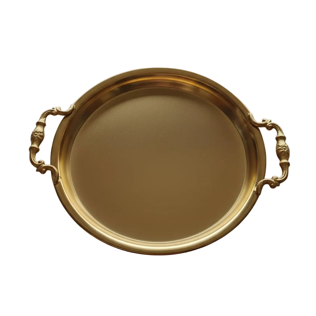 Gold Round Tray With Handles