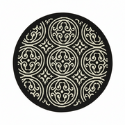 Black Baroque Round Rug
