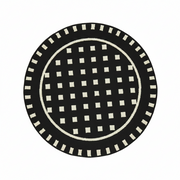 Black Grid Round Rug
