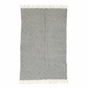 Grey Woven Fringe Cotton Rug