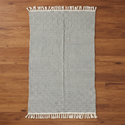 Grey Woven Fringe Cotton Rug