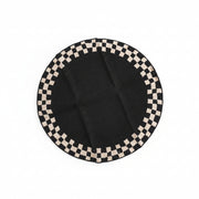 Black Check Border Round Rug