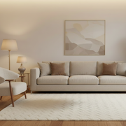 White Chevron Textured Shag Rug