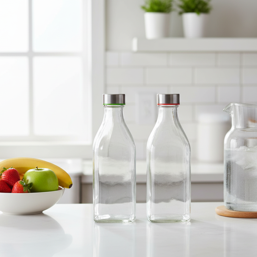 Square Glass Bottle 1000Ml