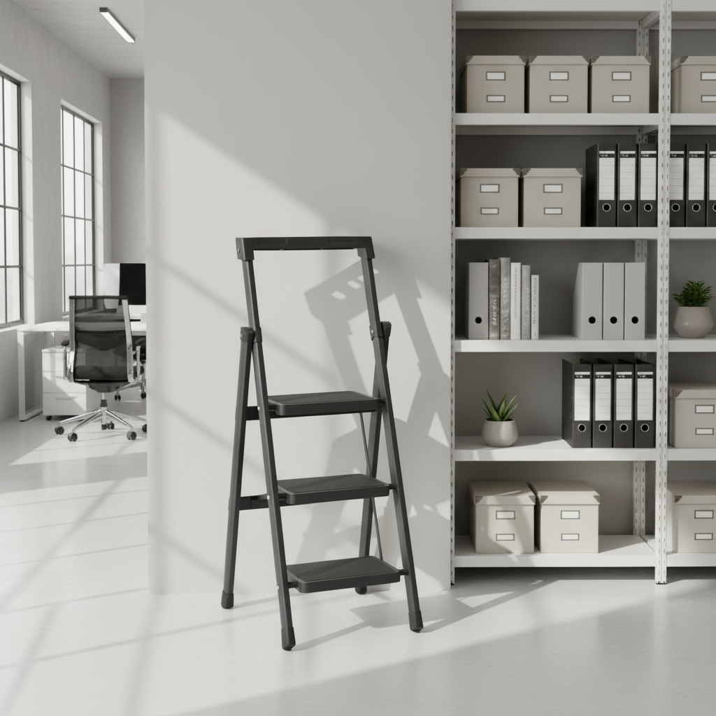 3 Step Folding Ladder Black