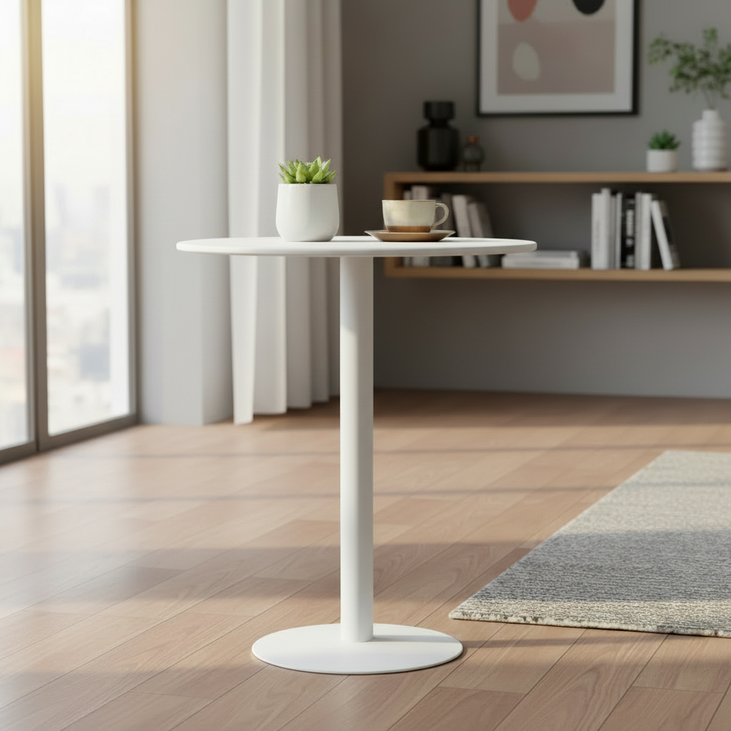 Steel Round White Table